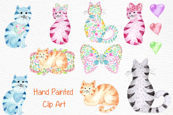 Kittens clipart watercolor. Cute cats kitten floral