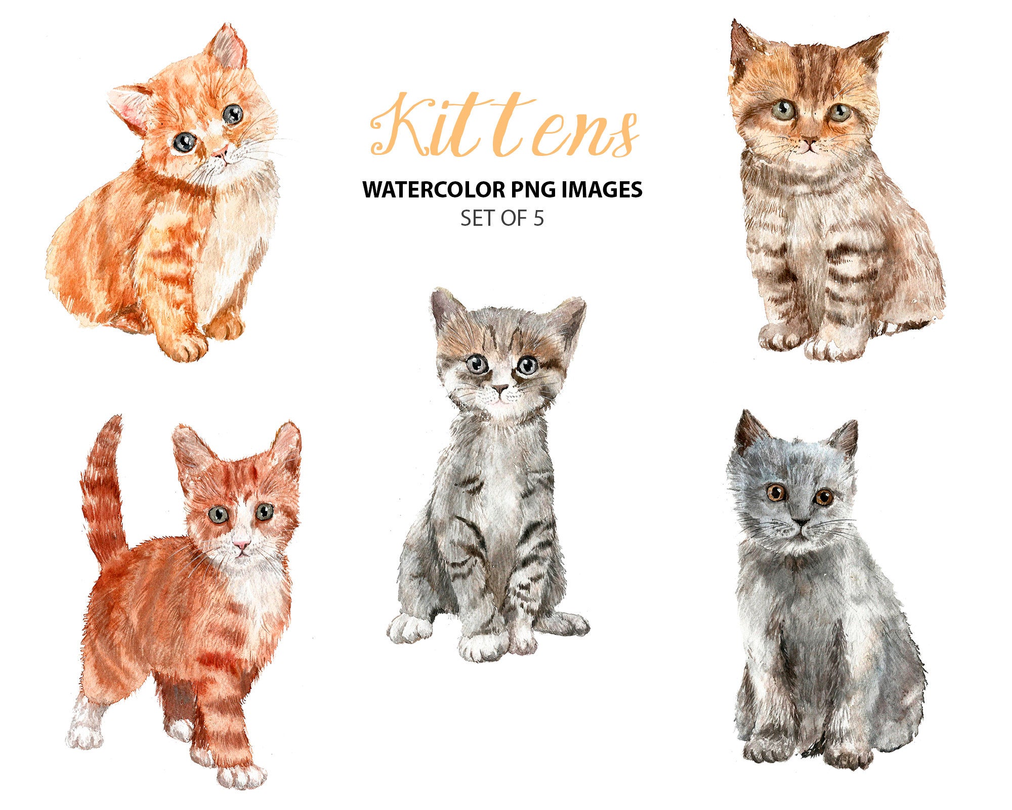 Kittens clipart watercolor. Kitten cat clip art