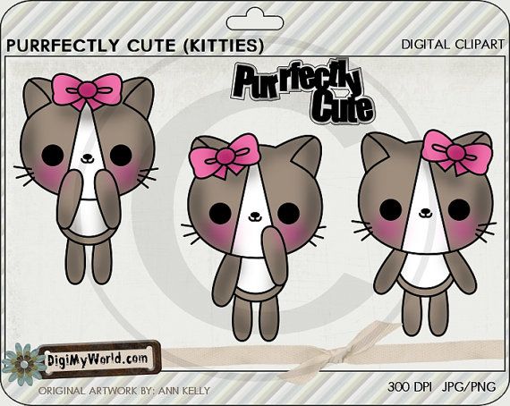 Kitty clipart colored. Kawaii kittens cat cats