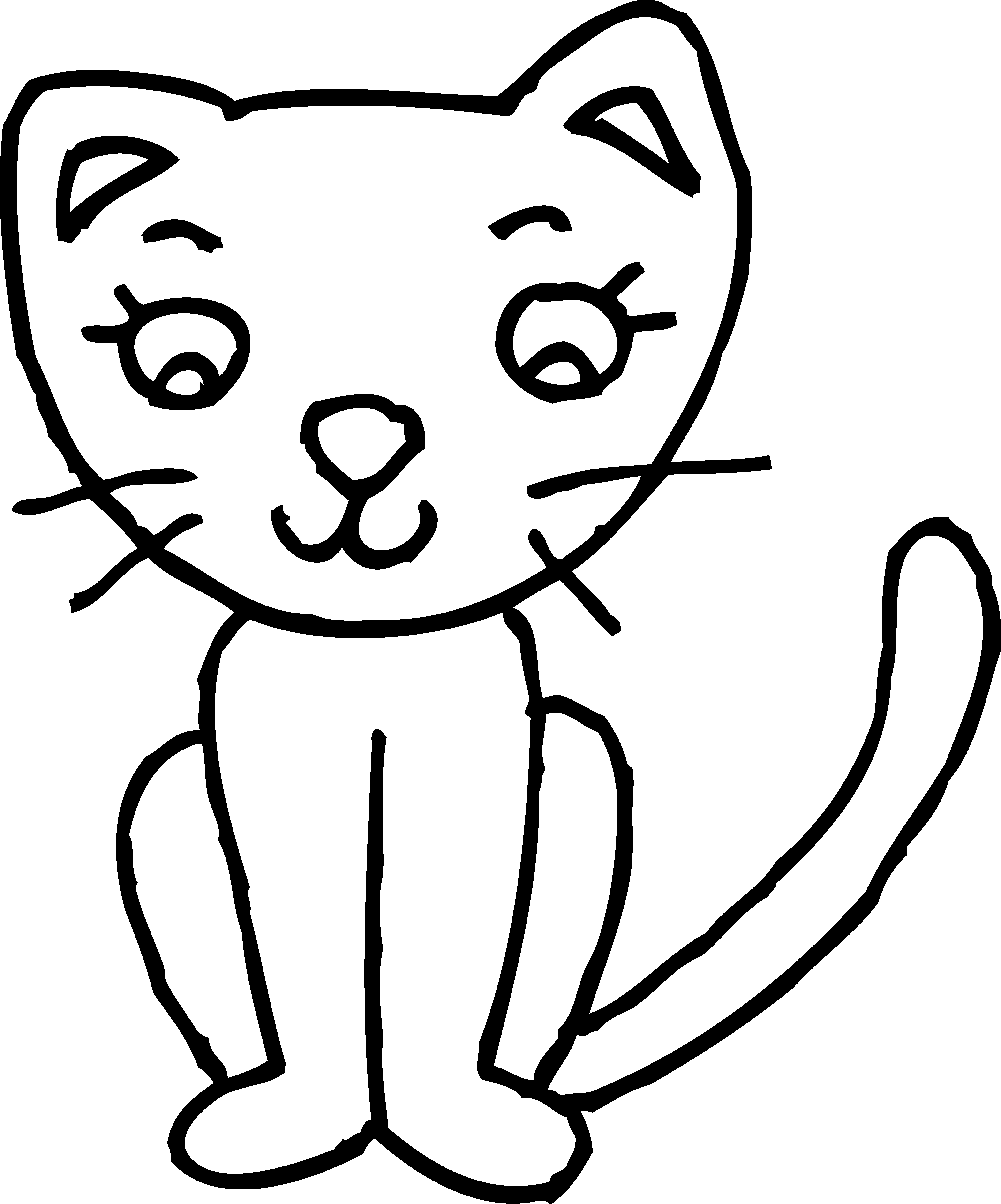 Kitty clipart easy. Cat black and white
