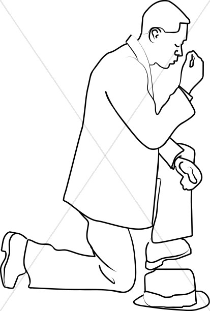 On a in prayer. Knee clipart man