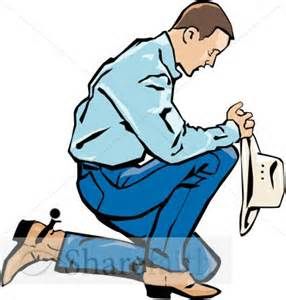 On his knees praying. Knee clipart man