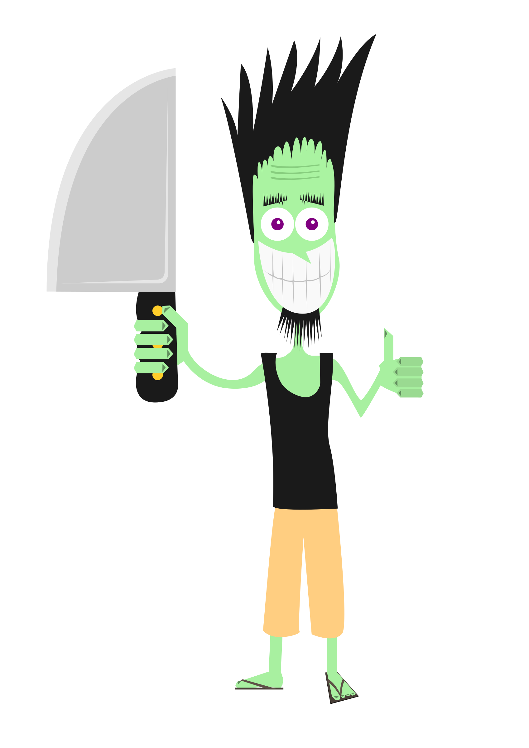 Man with big image. Knife clipart illustration