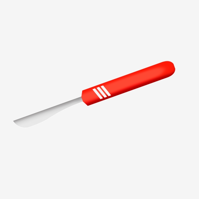 Red handle illustration scalpel. Medical clipart knife