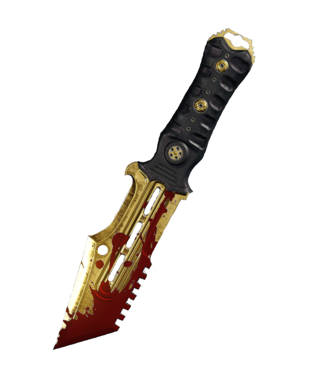 Gold on blade black. Knife with blood png