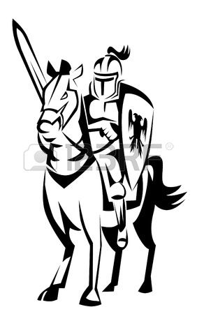 knight clipart horse line drawing