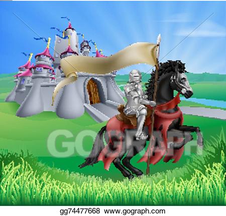 Knight clipart medieval castle. Vector art and landscape