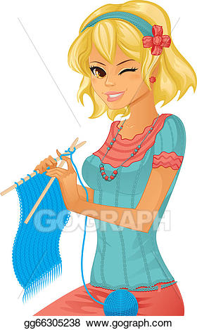 knitting clipart girl knitting