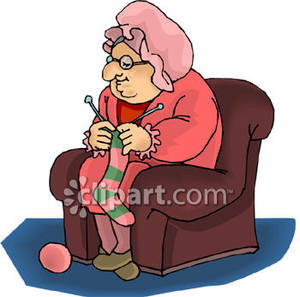 Sock clipart lady. Old woman knitting a