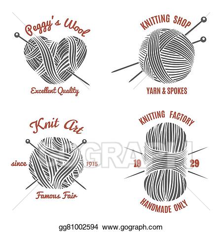 Vector labels and logo. Knitting clipart knitwear