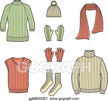 Knitting clipart knitwear. Vector art knitted accessories