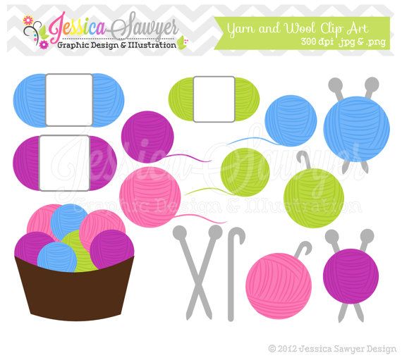 Knitting clipart scrapbook paper. Instant download yarn clip