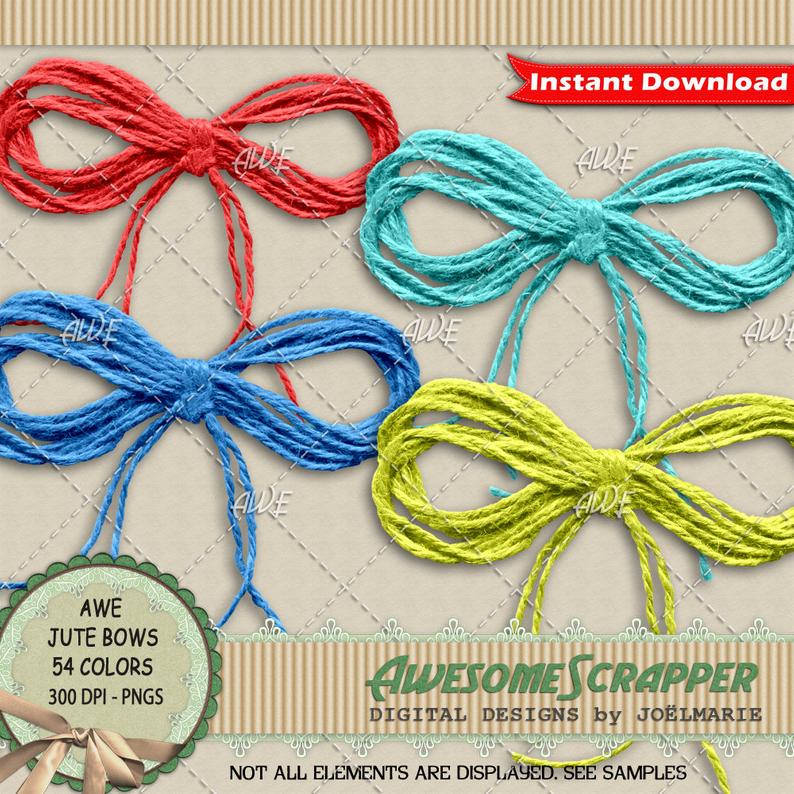 Knot clipart jute. Bows digital by awesomescrapper