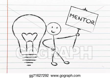 Knowledge clipart man. With ideas and mentor