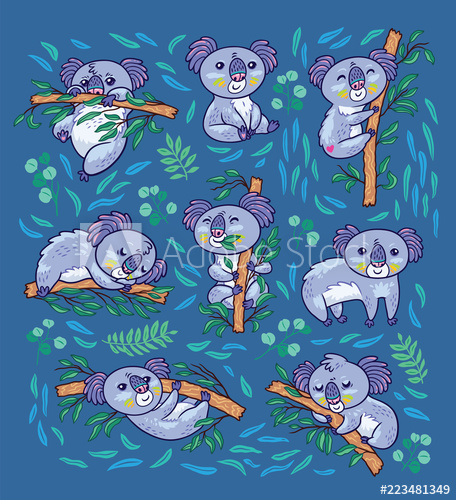 A in different poses. Koala clipart animal native australian