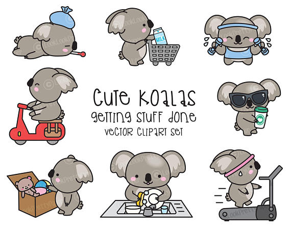 Premium vector cute planning. Koala clipart kawaii