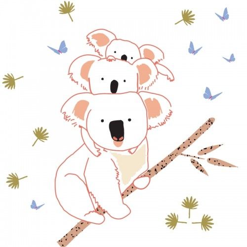 Wall sticker illustration . Koala clipart koala family