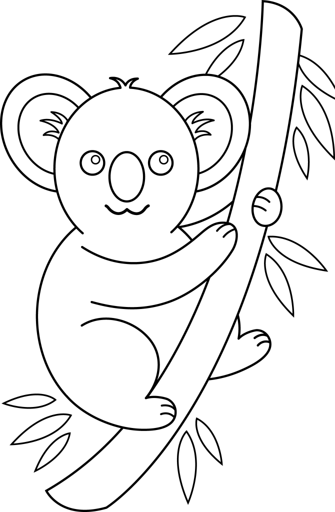 Clip art coloring pages. Koala clipart word