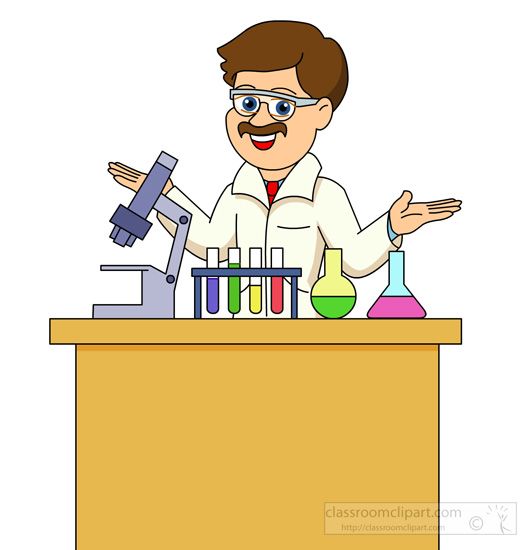 Science scientist at test. Lab clipart