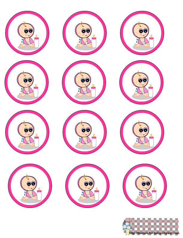 Label clipart baby shower. Free printable girl round