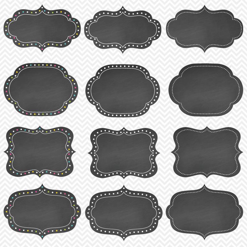 Chalkboard labels frames chalk. Label clipart gray