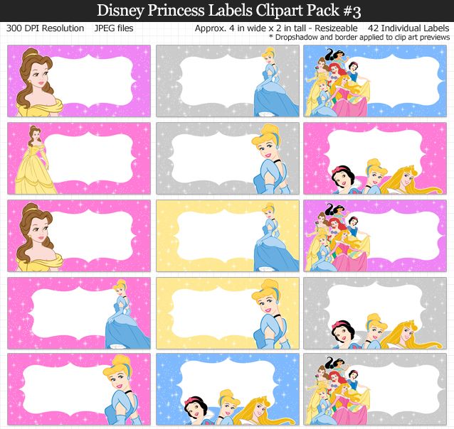 Princess clipart label. Love these disney labels