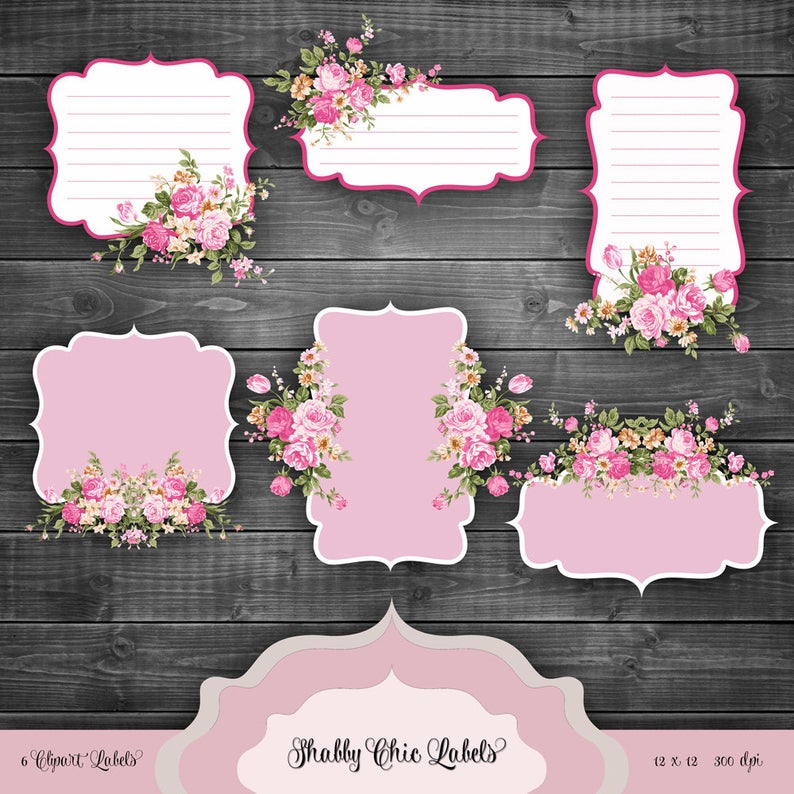 Label clipart shabby chic. Valentines labels digital vintage