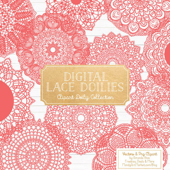 Lace clipart coral lace. Anna doily vectors images