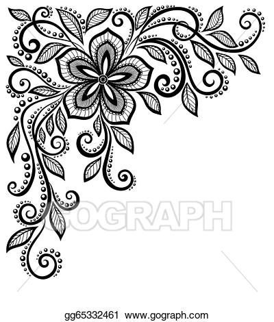 Vector beautiful black and. Lace clipart floral lace