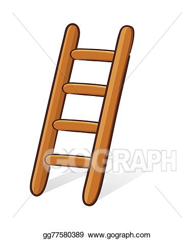 Vector stock wooden illustration. Ladder clipart