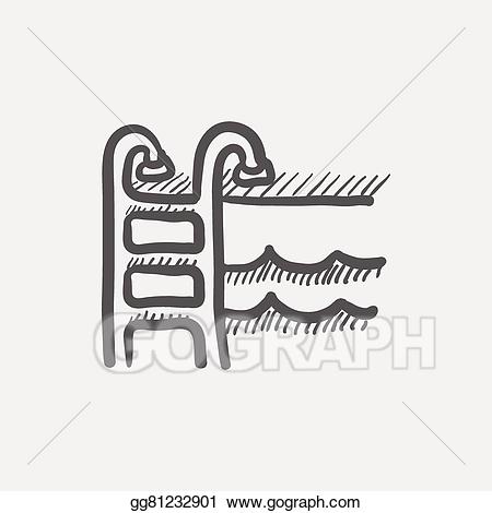 Vector stock swimming sketch. Ladder clipart pool ladder
