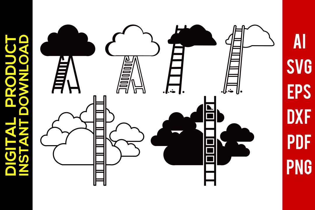 Clouds svg silhouette files. Ladder clipart vector