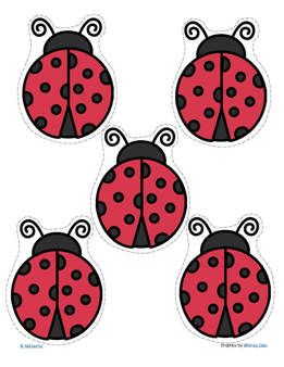 Little cut and count. Ladybugs clipart five