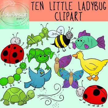 Ten color and black. Ladybugs clipart little bug