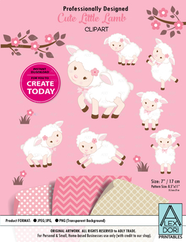 Lamb clipart small sheep. Cute for girls pink