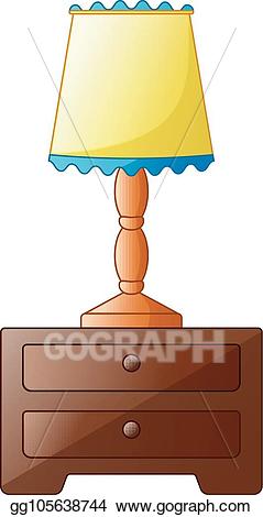 Eps vector wooden bedside. Lamp clipart nightstand