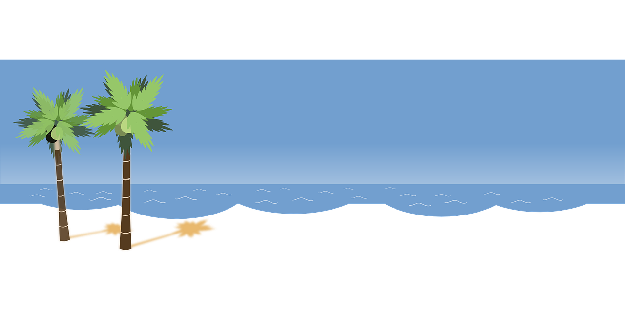 Landscape clipart beach. Palms ocean white sand