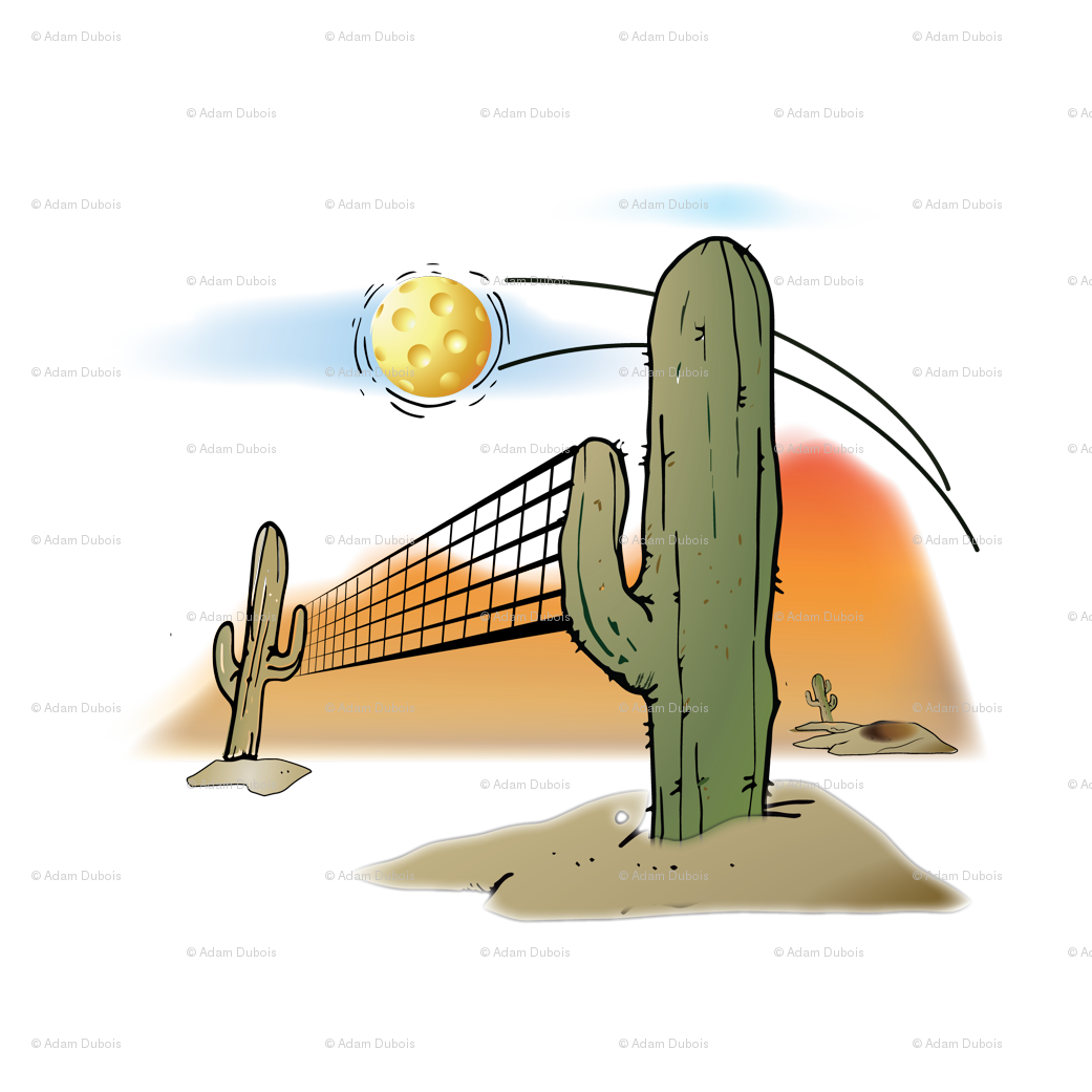 Pickleball net arizona fabric. Landscape clipart cactus
