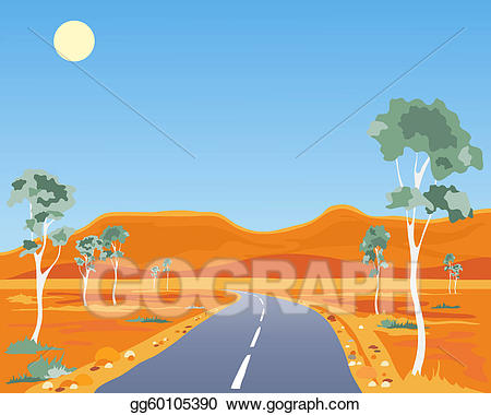 Landscape clipart landscape australian. Vector art drawing 