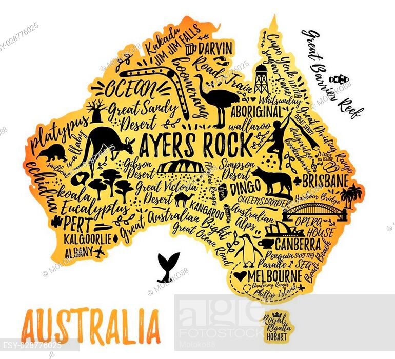 Australia map with and. Landscape clipart landscape australian