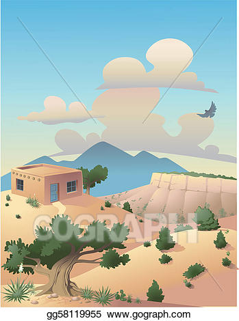 Eps vector desert illustration. Landscape clipart southwest landscape