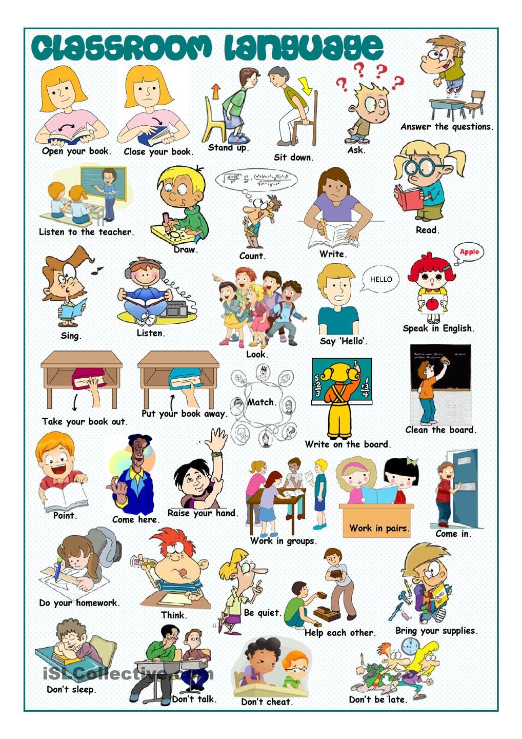 Language clipart english activity. Classroom picture dictionary school