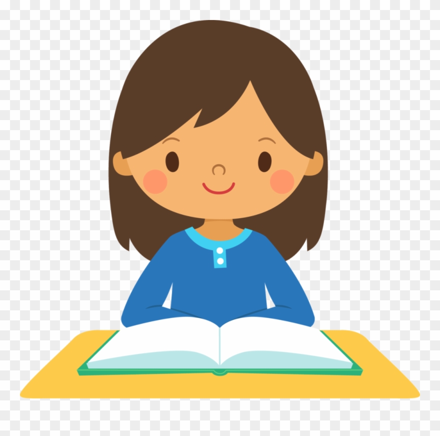 Language clipart happy book. Of a girl student