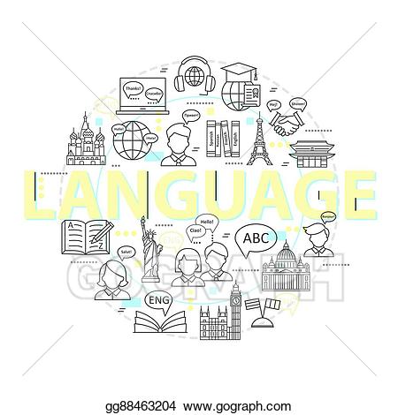 Language clipart modern language. Vector stock thin line