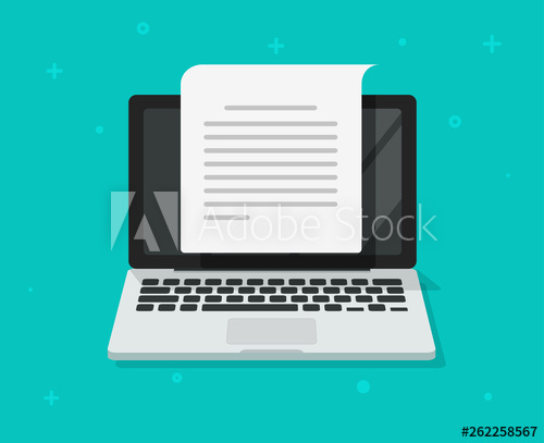 Text document writing on. Laptop clipart computer symbol