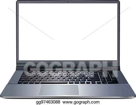 Laptop clipart front. Vector art computer isolated