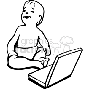 Little black and white. Laptop clipart front