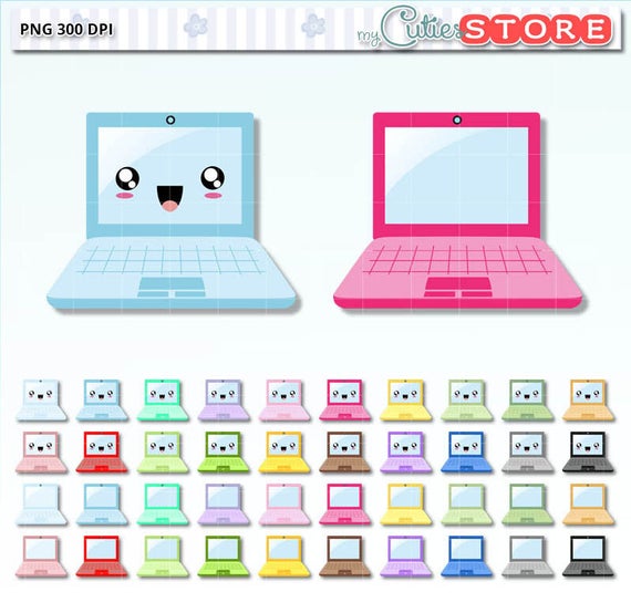 laptop clipart kawaii