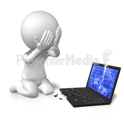 Broken computer business and. Laptop clipart sad