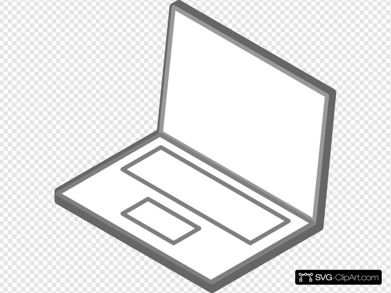 White clip art icon. Laptop clipart svg